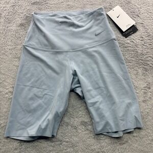 Nike Zenvy Size XS High Waisted 8" Light Sky Blue Biker Shorts 10s Yoga New